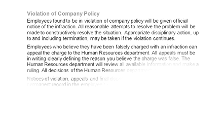 Violation of Company Policies